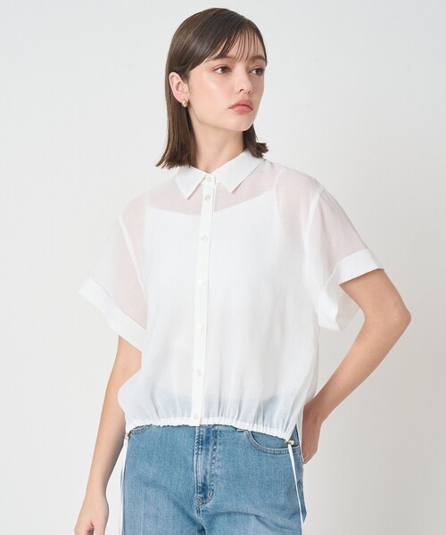 ANAYI(アナイ)の「シアースラブ裾ドロストシャツ(シャツ/ブラウス・レディース・ホワイト/ピンク/ブラック・38)」の2枚目の写真