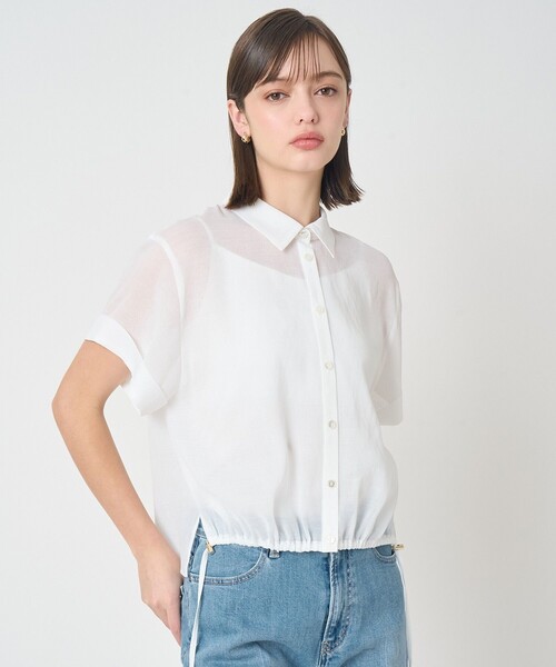 ANAYI(アナイ)の「シアースラブ裾ドロストシャツ(シャツ/ブラウス・レディース・ホワイト/ピンク/ブラック・38)」の4枚目の写真