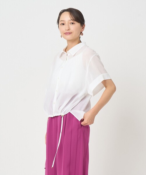 ANAYI(アナイ)の「シアースラブ裾ドロストシャツ(シャツ/ブラウス・レディース・ホワイト/ピンク/ブラック・38)」の7枚目の写真