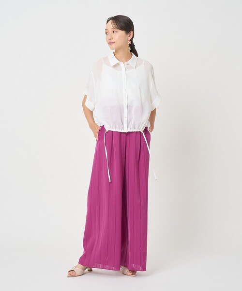 ANAYI(アナイ)の「シアースラブ裾ドロストシャツ(シャツ/ブラウス・レディース・ホワイト/ピンク/ブラック・38)」の8枚目の写真