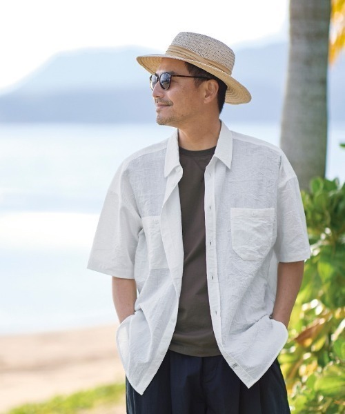 Sunny clouds(サニークラウズ)の「サニークラウズ シワっとシャツ〈メンズ〉(シャツ/ブラウス・メンズ・ホワイト・M/L)」の1枚目の写真