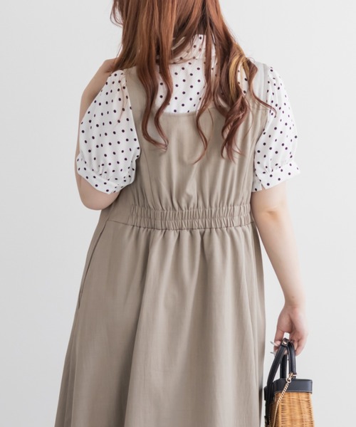 CLETTE(クレット)の「CLETTEオリジナルドット柄レイヤード風ワンピース(ワンピース・レディース・ベージュ/グレー/ブラック・LL/3L/4L)」の15枚目の写真