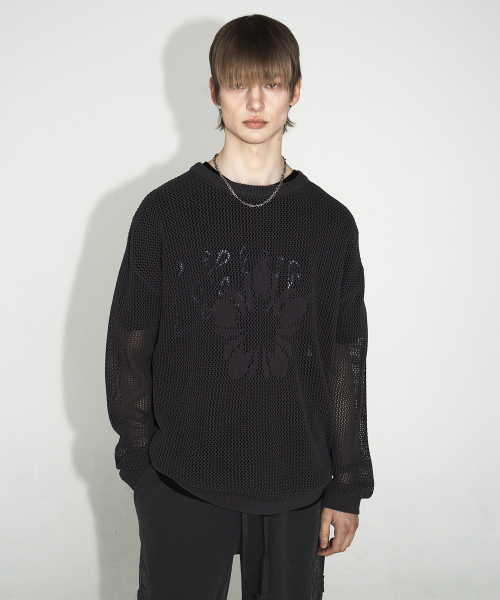 ULKIN(ウルキン)の「無宮クロシェニットプルオーバー_チャコール(ニット/セーター・レディース・チャコール・ONE)」の9枚目の写真