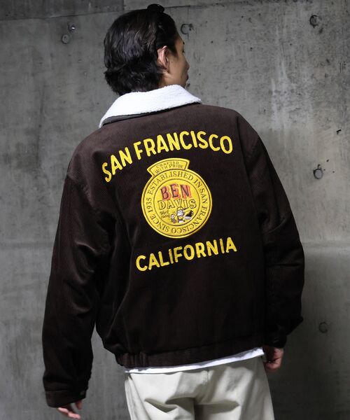 BEN DAVIS(ベンデイビス)の「【BEN DAVIS(ベンデイビス)】REMOVAL BOA COLLAR RANCH JACKET / ランチジャケット コーデュロイ 着脱ボア衿 刺繍 ワッペン アウター ユニセックス(ブルゾン・メンズ・ブラウン/ネイビー/ダークグリーン/ダークネイビー・MEDIUM/X-LARGE/LARGE)」の1枚目の写真