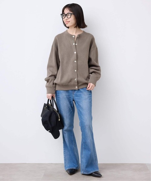 SLOBE IENA(スローブイエナ)の「《WEB限定カラーあり/追加3》ダブルフェイスジャージースナップカーディガン(カーディガン/ボレロ・レディース・ブルー系その他/ベージュ系その他/カーキ/レッド/ブラック・FREE)」の8枚目の写真