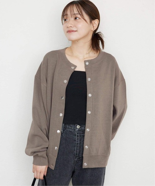 SLOBE IENA(スローブイエナ)の「《WEB限定カラーあり/追加3》ダブルフェイスジャージースナップカーディガン(カーディガン/ボレロ・レディース・ブルー系その他/ベージュ系その他/カーキ/レッド/ブラック・FREE)」の13枚目の写真