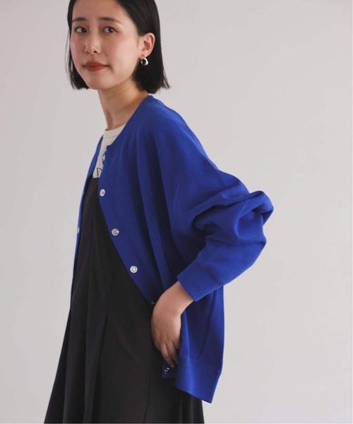 SLOBE IENA(スローブイエナ)の「《WEB限定カラーあり/追加3》ダブルフェイスジャージースナップカーディガン(カーディガン/ボレロ・レディース・ブルー系その他/ベージュ系その他/カーキ/レッド/ブラック・FREE)」の18枚目の写真
