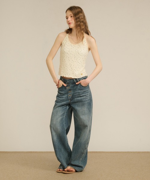 hazyl（ヘイジル）の「lace halter tank / レースホルタータンク（タンクトップ・レディース・オフホワイト/ブラウン系その他・フリー）」の10枚目の写真