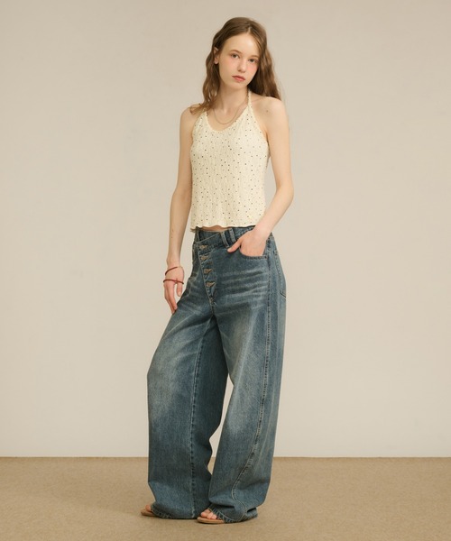 hazyl（ヘイジル）の「lace halter tank / レースホルタータンク（タンクトップ・レディース・オフホワイト/ブラウン系その他・フリー）」の13枚目の写真