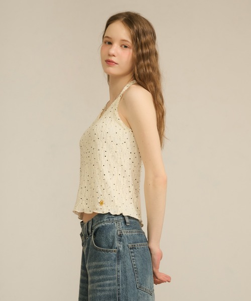 hazyl（ヘイジル）の「lace halter tank / レースホルタータンク（タンクトップ・レディース・オフホワイト/ブラウン系その他・フリー）」の6枚目の写真