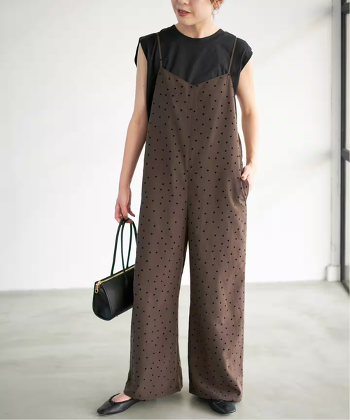 Spick & Span(スピックアンドスパン)の「《追加》フロッキードットキャミサロペット(サロペット/オーバーオール・レディース・その他4/マルチ・36/38)」の2枚目の写真
