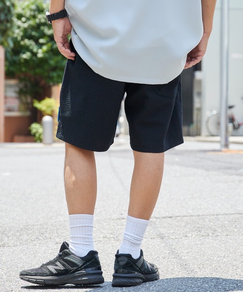 Liberaiders（リベレイダース）の「Liberaiders/リベレイダース COOLMAX SHORTS シアサッカー イージーショーツ ハーフパンツ ストレッチ 通気性 軽量 速乾性 メンズ 2026年夏 夏服（その他パンツ・メンズ・ブラック/ストライプ・S/M/L）」の16枚目の写真