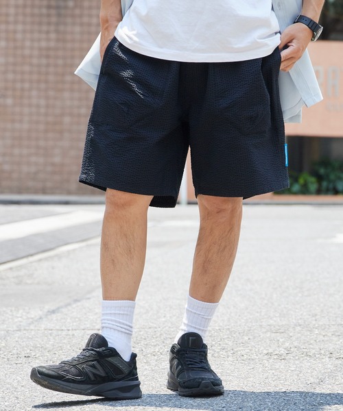Liberaiders（リベレイダース）の「Liberaiders/リベレイダース COOLMAX SHORTS シアサッカー イージーショーツ ハーフパンツ ストレッチ 通気性 軽量 速乾性 メンズ 2026年夏 夏服（その他パンツ・メンズ・ブラック/ストライプ・S/M/L）」の13枚目の写真