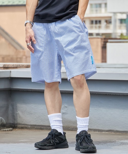 Liberaiders(リベレイダース)の「Liberaiders/リベレイダース COOLMAX SHORTS シアサッカー イージーショーツ ハーフパンツ ストレッチ 通気性 軽量 速乾性 メンズ 秋服 2026年秋冬(その他パンツ・メンズ・ブラック/ストライプ・S/M/L)」の19枚目の写真