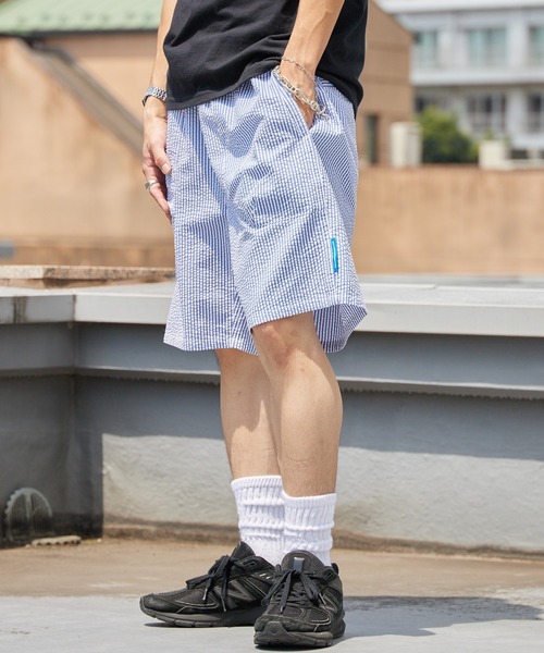 Liberaiders(リベレイダース)の「Liberaiders/リベレイダース COOLMAX SHORTS シアサッカー イージーショーツ ハーフパンツ ストレッチ 通気性 軽量 速乾性 メンズ 秋服 2026年秋冬(その他パンツ・メンズ・ブラック/ストライプ・S/M/L)」の14枚目の写真