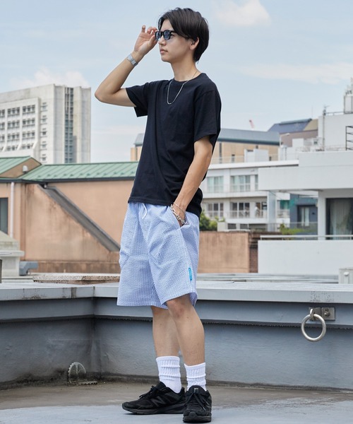Liberaiders(リベレイダース)の「Liberaiders/リベレイダース COOLMAX SHORTS シアサッカー イージーショーツ ハーフパンツ ストレッチ 通気性 軽量 速乾性 メンズ 秋服 2026年秋冬(その他パンツ・メンズ・ブラック/ストライプ・S/M/L)」の18枚目の写真