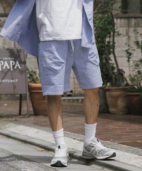 Liberaiders(リベレイダース)の「Liberaiders/リベレイダース COOLMAX SHORTS シアサッカー イージーショーツ ハーフパンツ ストレッチ 通気性 軽量 速乾性 メンズ 秋服 2026年秋冬(その他パンツ・メンズ・ブラック/ストライプ・S/M/L)」の21枚目の写真