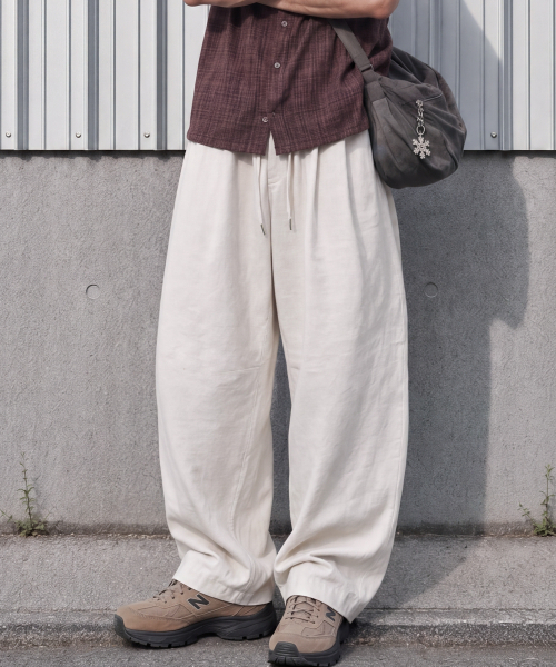 F.ILLUMINATE(フィルミネイト)の「ワンタックカーブドリネンパンツ-ナチュラル(その他パンツ・レディース・その他・SMALL/MEDIUM/LARGE)」の1枚目の写真