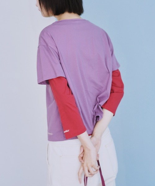 shesaidthat(シーセッドザット)の「shesaidthat / クロップドスリーブTシャツ - 3/4 Sleeve Tee(Tシャツ/カットソー・レディース・ライトグリーン/ワイン/ピンク/ネイビー・SMALL/MEDIUM)」の9枚目の写真