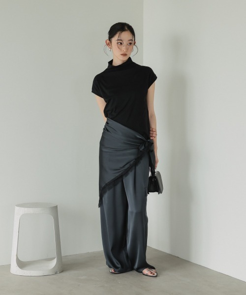 Callarus（カラルス）の「レースサテン大判スカーフ付サテンカーゴイージーパンツ［Callarus］（その他パンツ・レディース・チャコール/ブラック・L/M/S/3L/LL）」の20枚目の写真