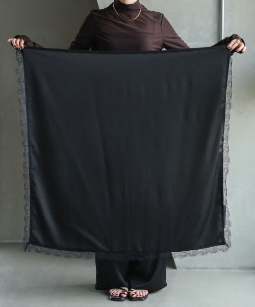 Callarus（カラルス）の「レースサテン大判スカーフ付サテンカーゴイージーパンツ［Callarus］（その他パンツ・レディース・チャコール/ブラック・L/M/S/3L/LL）」の18枚目の写真