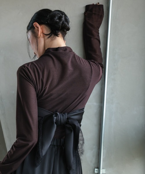 Callarus（カラルス）の「レースサテン大判スカーフ付サテンカーゴイージーパンツ［Callarus］（その他パンツ・レディース・チャコール/ブラック・L/M/S/3L/LL）」の11枚目の写真