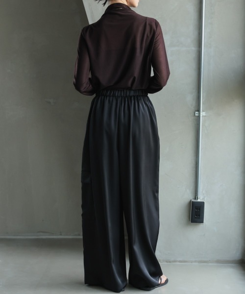 Callarus（カラルス）の「レースサテン大判スカーフ付サテンカーゴイージーパンツ［Callarus］（その他パンツ・レディース・チャコール/ブラック・L/M/S/3L/LL）」の13枚目の写真