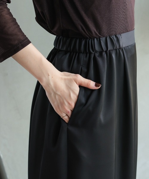 Callarus（カラルス）の「レースサテン大判スカーフ付サテンカーゴイージーパンツ［Callarus］（その他パンツ・レディース・チャコール/ブラック・L/M/S/3L/LL）」の15枚目の写真