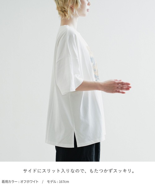 e-zakkamania stores(イーザッカマニアストアーズ)の「ヴィンテージ風 フラワーアートプリント ビッグTシャツ(Tシャツ/カットソー・レディース・ネイビー/オフホワイト/グレイッシュベージュ・フリー)」の14枚目の写真