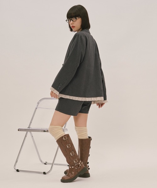 loin nuit(ロワンニュイ)の「frill layered design jacket / フリルレイヤードデザインジャケット(テーラードジャケット・レディース・ネイビー/ダークグレー/カーキ/グレー/ブラウン/ダークブラウン・FREE)」の14枚目の写真