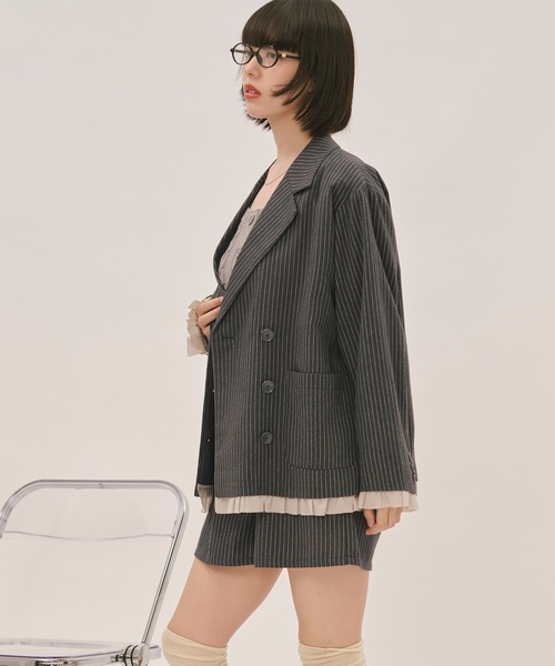 loin nuit(ロワンニュイ)の「frill layered design jacket / フリルレイヤードデザインジャケット(テーラードジャケット・レディース・ネイビー/ダークグレー/カーキ/グレー/ブラウン/ダークブラウン・FREE)」の16枚目の写真