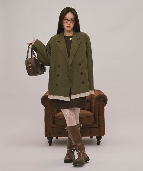 loin nuit(ロワンニュイ)の「frill layered design jacket / フリルレイヤードデザインジャケット(テーラードジャケット・レディース・ネイビー/ダークグレー/カーキ/グレー/ブラウン/ダークブラウン・FREE)」の7枚目の写真