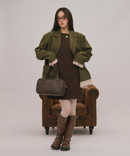 loin nuit(ロワンニュイ)の「frill layered design jacket / フリルレイヤードデザインジャケット(テーラードジャケット・レディース・ネイビー/ダークグレー/カーキ/グレー/ブラウン/ダークブラウン・FREE)」の8枚目の写真