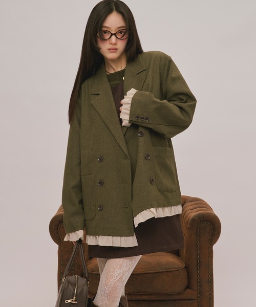 loin nuit(ロワンニュイ)の「frill layered design jacket / フリルレイヤードデザインジャケット(テーラードジャケット・レディース・ネイビー/ダークグレー/カーキ/グレー/ブラウン/ダークブラウン・FREE)」の10枚目の写真