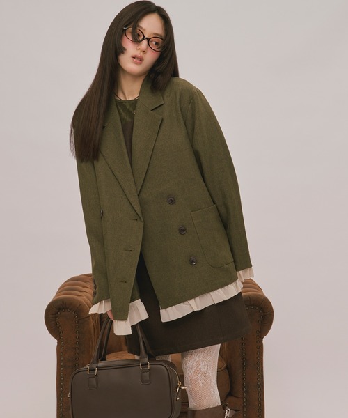loin nuit(ロワンニュイ)の「frill layered design jacket / フリルレイヤードデザインジャケット(テーラードジャケット・レディース・ネイビー/ダークグレー/カーキ/グレー/ブラウン/ダークブラウン・FREE)」の11枚目の写真