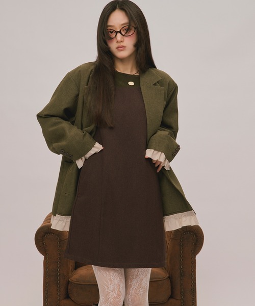 loin nuit(ロワンニュイ)の「frill layered design jacket / フリルレイヤードデザインジャケット(テーラードジャケット・レディース・ネイビー/ダークグレー/カーキ/グレー/ブラウン/ダークブラウン・FREE)」の12枚目の写真