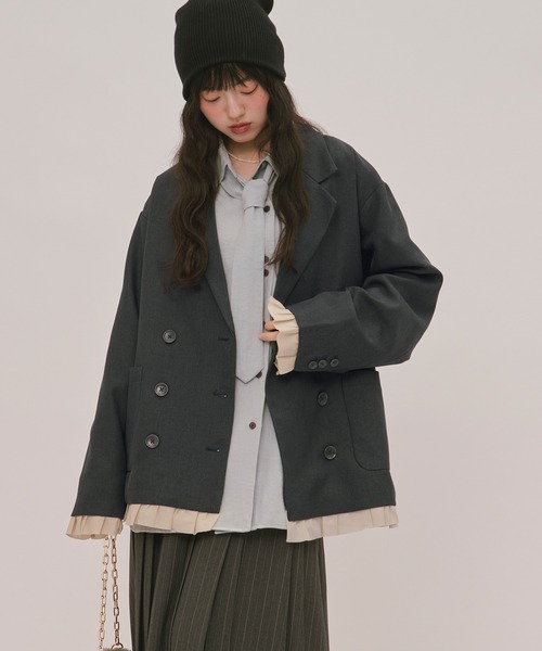 loin nuit(ロワンニュイ)の「frill layered design jacket / フリルレイヤードデザインジャケット(テーラードジャケット・レディース・ネイビー/ダークグレー/カーキ/グレー/ブラウン/ダークブラウン・FREE)」の19枚目の写真