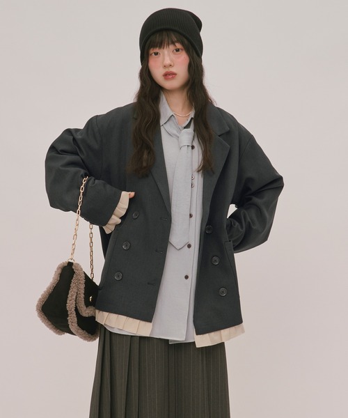loin nuit(ロワンニュイ)の「frill layered design jacket / フリルレイヤードデザインジャケット(テーラードジャケット・レディース・ネイビー/ダークグレー/カーキ/グレー/ブラウン/ダークブラウン・FREE)」の20枚目の写真
