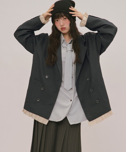 loin nuit(ロワンニュイ)の「frill layered design jacket / フリルレイヤードデザインジャケット(テーラードジャケット・レディース・ネイビー/ダークグレー/カーキ/グレー/ブラウン/ダークブラウン・FREE)」の21枚目の写真