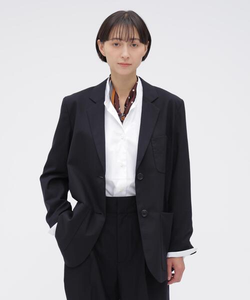 MARGARET HOWELL(マーガレットハウエル)の「SUMMER WOOL JACKET(テーラードジャケット・レディース・ブラック・1)」の1枚目の写真