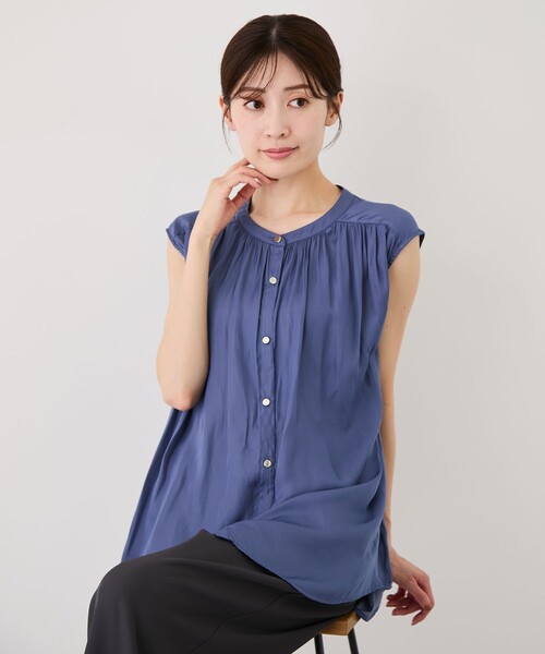 Jayro(ジャイロ)の「ノースリーギャザーブラウス(シャツ/ブラウス・レディース・ブラック/ベージュ/グレー/チャコールグレー/ブルー系その他4・M)」の15枚目の写真