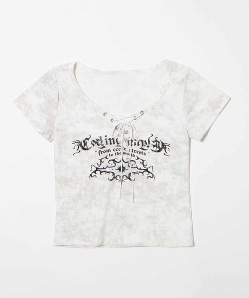 Figments（フィグメンツ）の「ゴシックアイコンレースアップＴ（Tシャツ/カットソー・レディース・ブラック/ホワイト・FREE）」の9枚目の写真