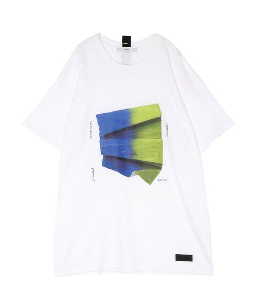 UN3D.(アンスリード)の「PAINT PAPER GRAPHIC T-SH / ペイントペーパーグラフィックTシャツ(Tシャツ/カットソー・レディース・ホワイト/ブラック・FREE)」の2枚目の写真
