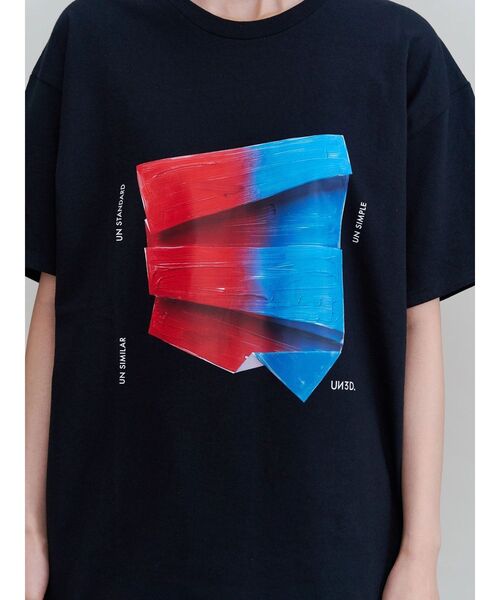 UN3D.(アンスリード)の「PAINT PAPER GRAPHIC T-SH / ペイントペーパーグラフィックTシャツ(Tシャツ/カットソー・レディース・ホワイト/ブラック・FREE)」の5枚目の写真