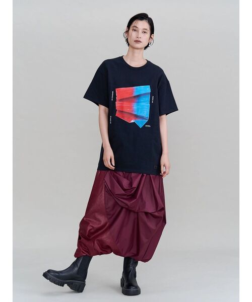 UN3D.(アンスリード)の「PAINT PAPER GRAPHIC T-SH / ペイントペーパーグラフィックTシャツ(Tシャツ/カットソー・レディース・ホワイト/ブラック・FREE)」の7枚目の写真