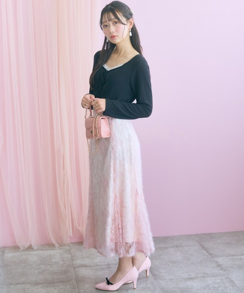 marun(マルン)の「<大きいサイズ>起毛レースマーメイドスカート marun(スカート・レディース・ブラック/ピンク・L/3L/LL/5L/4L)」の17枚目の写真