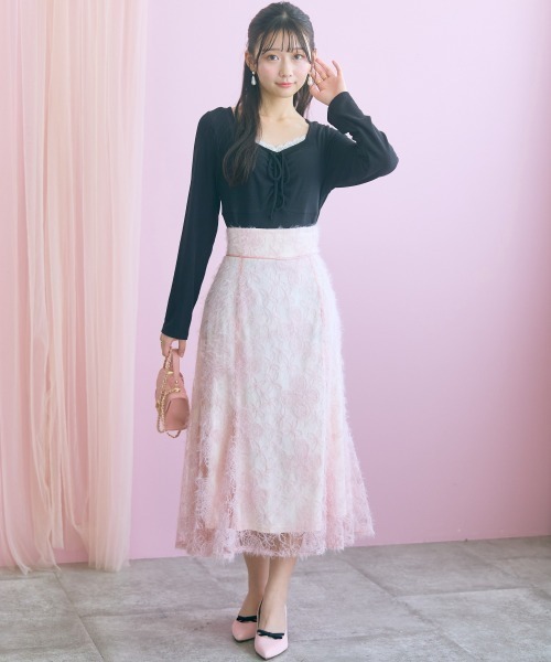 marun(マルン)の「<大きいサイズ>起毛レースマーメイドスカート marun(スカート・レディース・ブラック/ピンク・L/3L/LL/5L/4L)」の19枚目の写真
