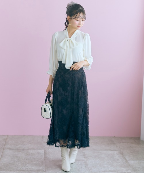 marun(マルン)の「<大きいサイズ>起毛レースマーメイドスカート marun(スカート・レディース・ブラック/ピンク・L/3L/LL/5L/4L)」の8枚目の写真