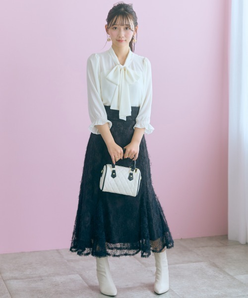 marun(マルン)の「<大きいサイズ>起毛レースマーメイドスカート marun(スカート・レディース・ブラック/ピンク・L/3L/LL/5L/4L)」の9枚目の写真