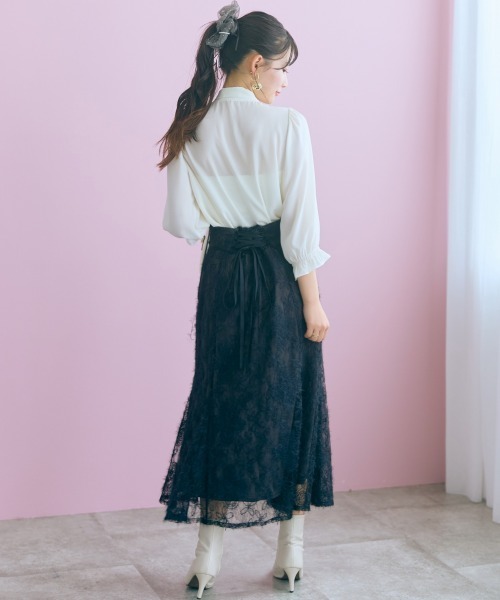 marun(マルン)の「<大きいサイズ>起毛レースマーメイドスカート marun(スカート・レディース・ブラック/ピンク・L/3L/LL/5L/4L)」の10枚目の写真
